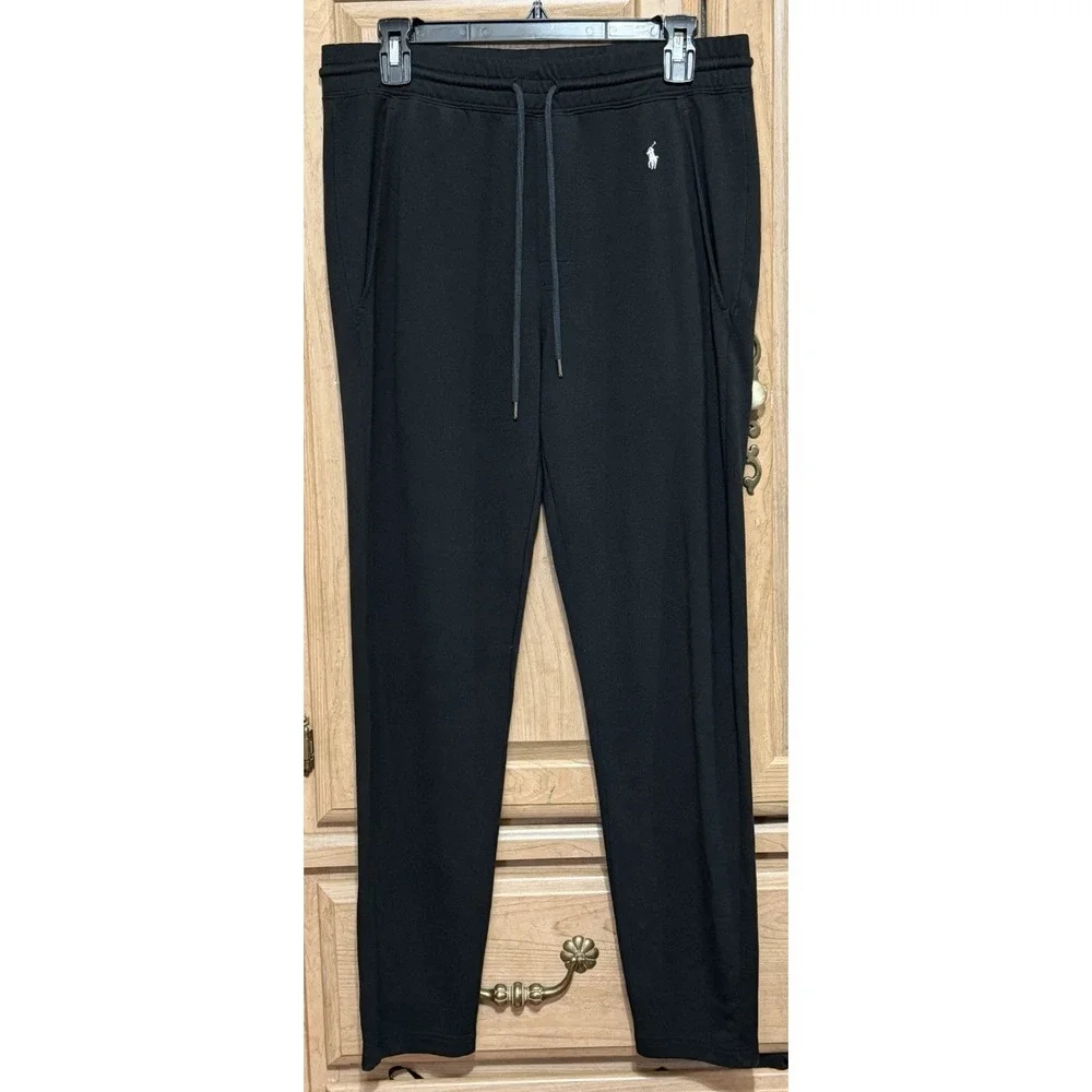 Polo Ralph Lauren Double Knit Jogger Pants Mens M Black Sweatpants Drawstring